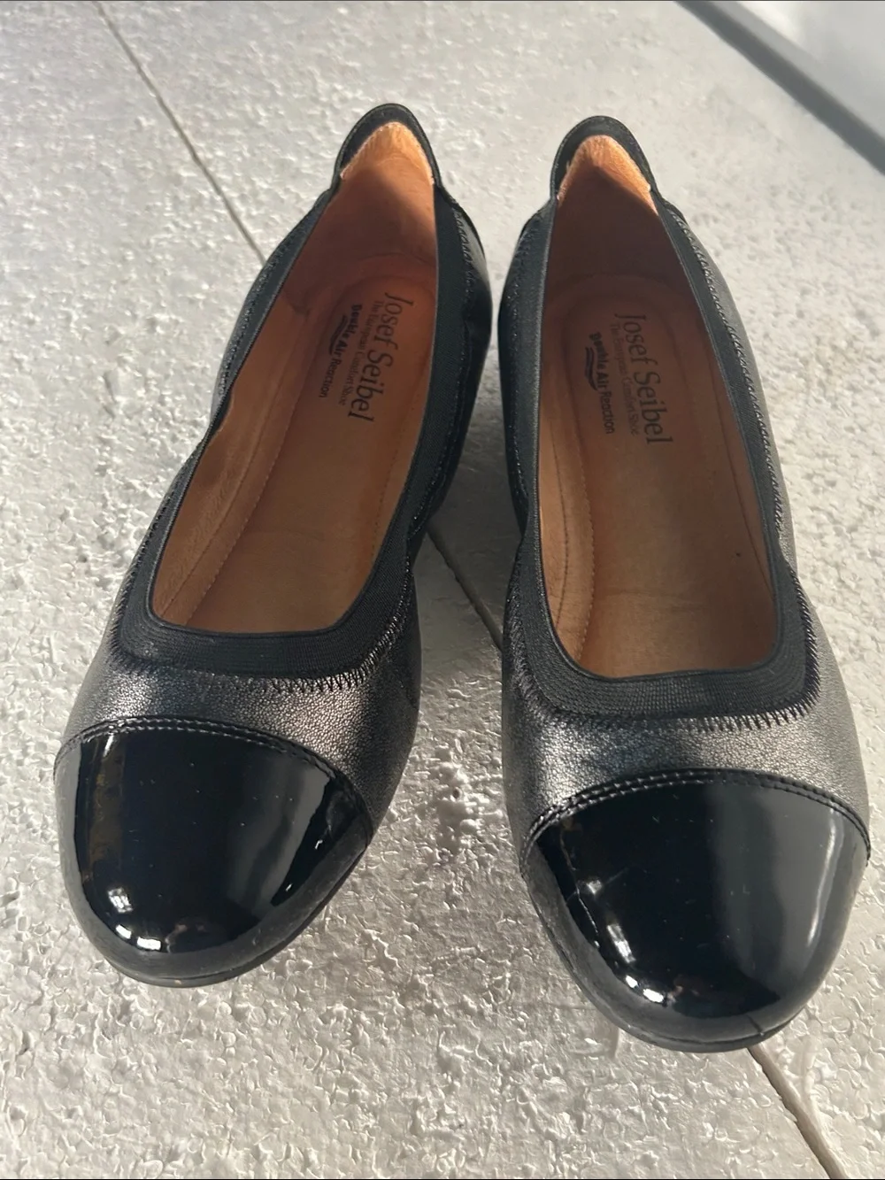 Josef Seibel SZ7-8 Metallic Silver Pippa Leather Ballet Flat Closet Staple Old $